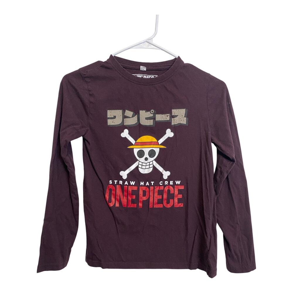 Kiabi Kids One Piece Straw Hat Crew Burgundy Long Sleeves Tshirt Size 12